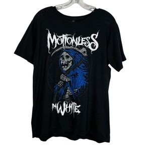 Motionless in White Black Y2K Grim Reaper Black Grunge Logo T-Shirt Large L 00s